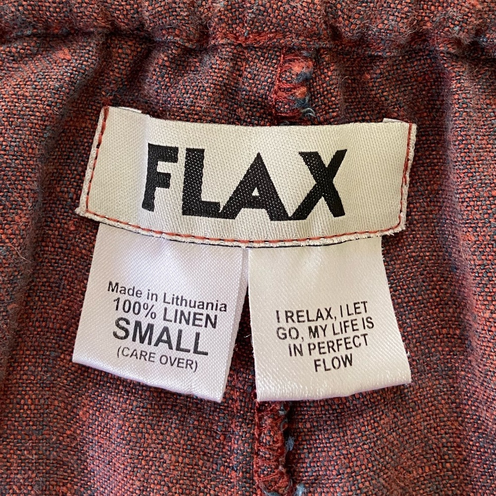 FLAX Linen Pants High Rise Wide Leg Cropped Texture Slub Lagenlook Coastal Sz S - Picture 12 of 14